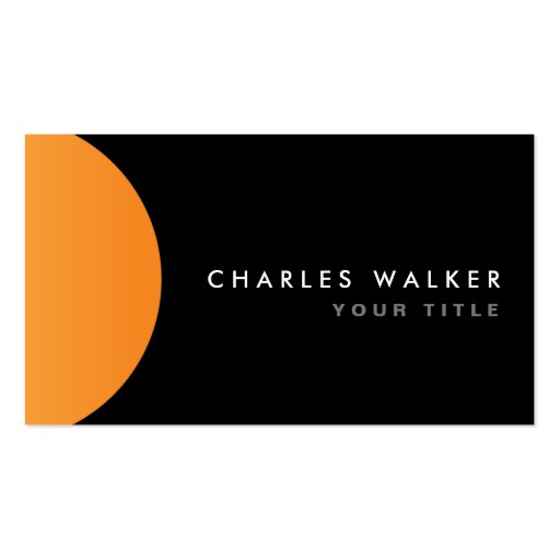 Orange half circle black modern stylish business cards (front side)