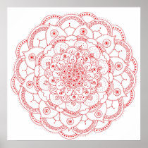 Orange Half  Mandala 2 Posters