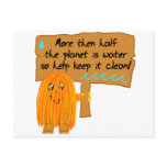 orange half planet is water postcard