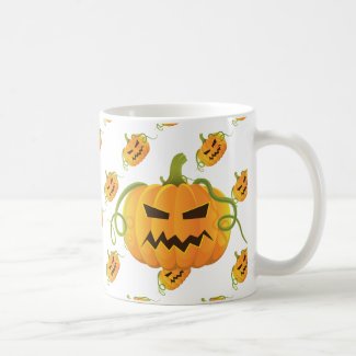 Orange Halloween Pumpkin Seamless Pattern Classic White Coffee Mug