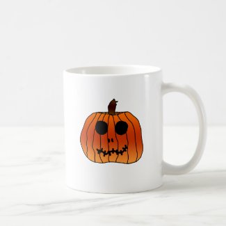 Orange Halloween Pumpkin Skeleton Face Coffee Mug