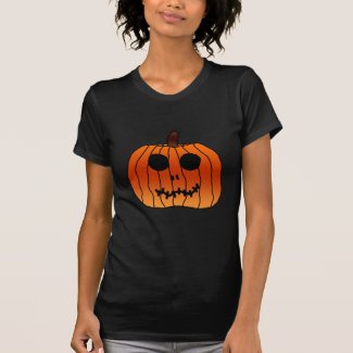 Orange Halloween Pumpkin Skeleton Face T Shirt
