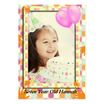 Orange HandPrint Girls Polkadot Birthday PhotoCard business cards by samack Orange HandPrint Girls Polkadot Birthday PhotoCard business cards