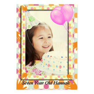 Orange HandPrint Girls Polkadot Birthday PhotoCard profilecard
