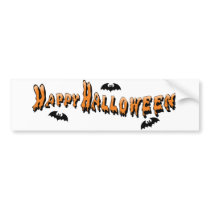 Orange Happy Halloween bumper stickers by alternateworlds Orange Happy Halloween bumper stickers