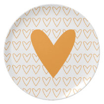 orange heart plate plates