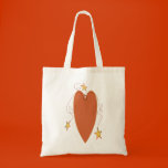 Orange Heart Tote bags