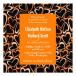 Orange hearts wedding invitation