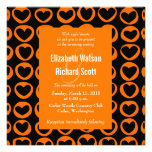 Orange hearts wedding invitation