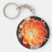 Orange Hedgehog Cactus Flower Keychain