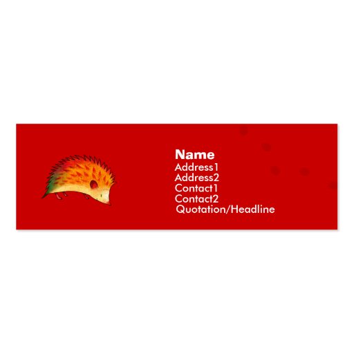 Orange Hedgehog Profile Card Business Card Template (front side)