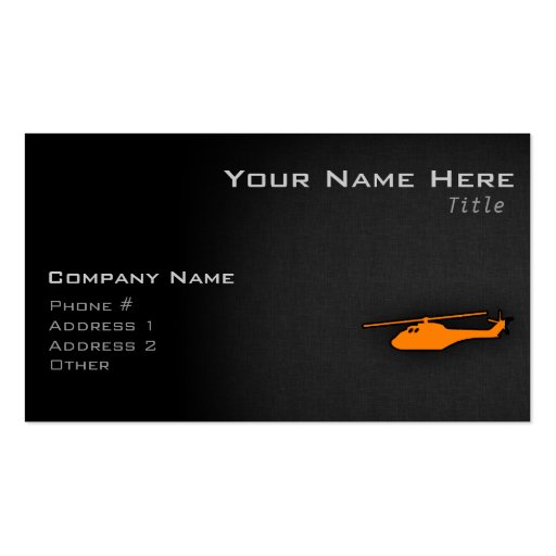 Orange Helicopter Business Card Template