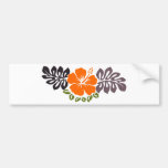 Orange Hibiscus and Leaves Bumper Sticker
