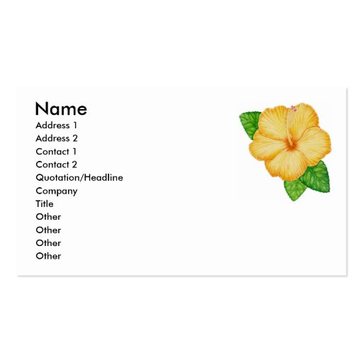 Orange hibiscus business cards (front side)