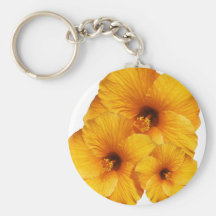 Orange Hibiscus Flower Keychain