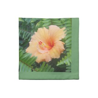 Orange Hibiscus Flower Pattern Cloth Napkins