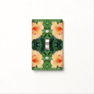 Orange Hibiscus Flower Pattern Light Switch Covers