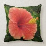 Orange Hibiscus Flower Pillow