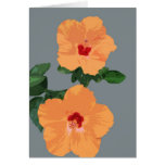 Orange Hibiscus Flowers in Digital Art Cards