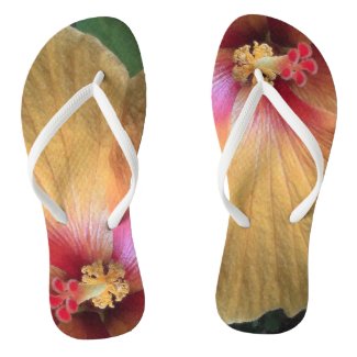 Orange Hibiscus Ruffle Flip Flops