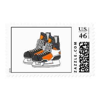 Orange Hockey Skates Stamp