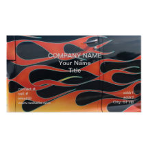 orange hotrod flames on black business card templates