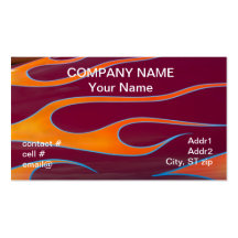 orange hotrod flames on red paint business cards