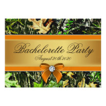 Orange Hunting Camo Bachelorette Party Invitations