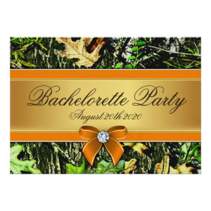 Orange Hunting Camo Bachelorette Party Invitations