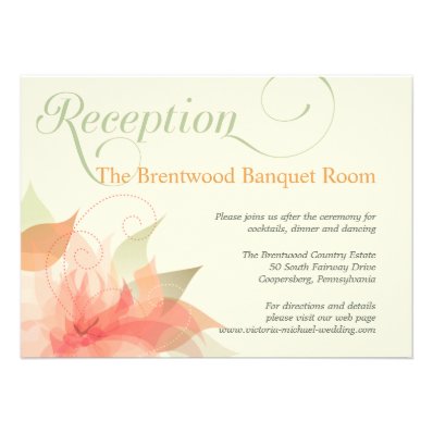 Orange Ice Floral Garden Wedding Reception Card
