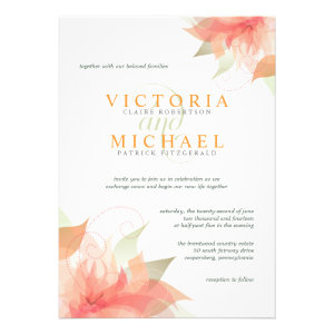 Orange Ice Metallic White Wedding Invitations 2