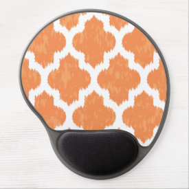 Orange Ikat Quatrefoil Classic Modern Geometric Gel Mouse Mat