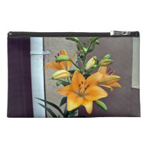Orange Iris Flower Travel Accessories Bag
