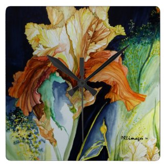 Orange Iris Wall Clock