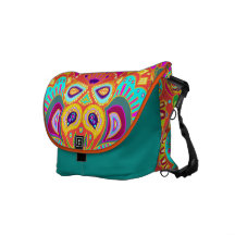 Orange Kaleidoscope Tiki Monkey Face Courier Bag