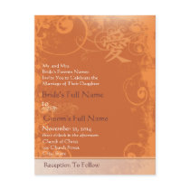 Orange Kanji for Love Swirl Wedding Invitation postcards by samack Orange Kanji for Love Swirl Wedding Invitation postcards