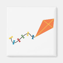 Orange Kite Refrigerator Magnets