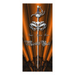 Orange Lace Masquerade Silver New Years Invite