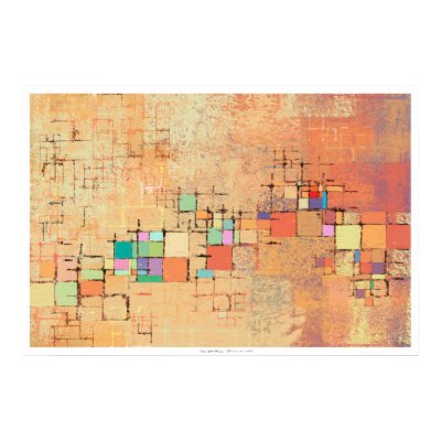 Orange Lattice Harmony Abstract Print by karyn_lewis