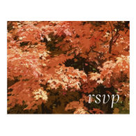 Orange Leaves Wedding RSVP Response Postcard
