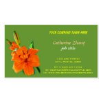 orange lily flower green business card orange lily flower green business card