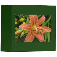 orange lily, green 3 ring binders