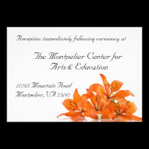 Orange Lily Reception Card invitations