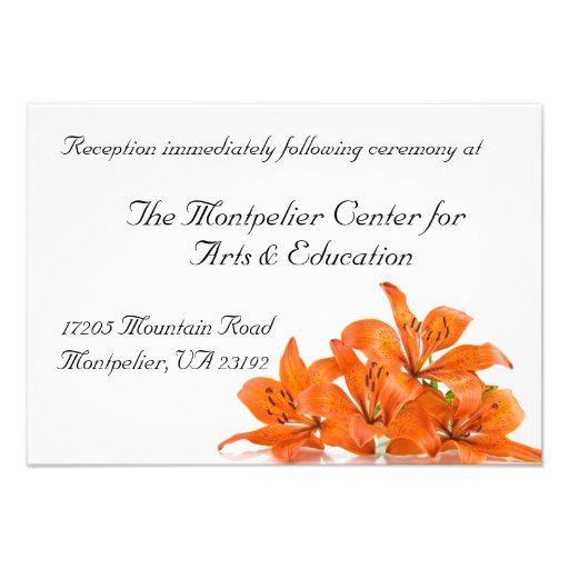 Orange Lily Reception Card Invitations