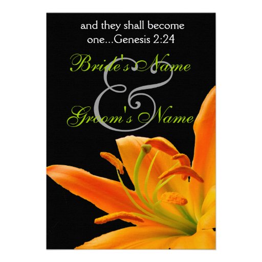 Orange lily Wedding Personalized Invitations