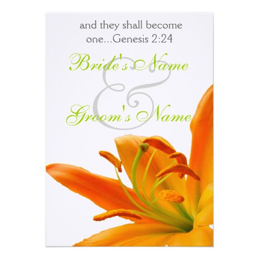 Orange lily Wedding Personalized Invites