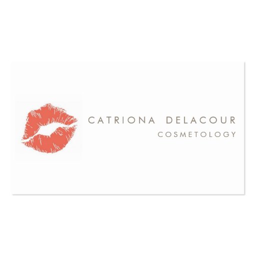 Orange Lipstick Mark Cosmetology Business Card (front side)