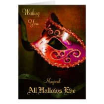 Orange Magical Masquerade Halloween Card
