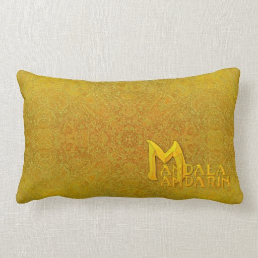 Orange "MandalaMandarin" logo pillow Zazzle