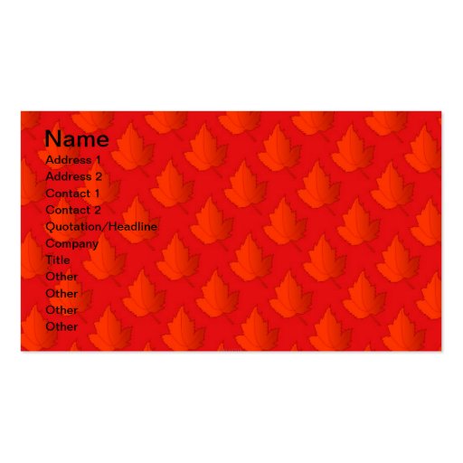 Orange Maple Leaves Business Card